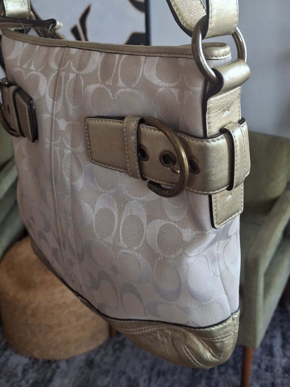 COACH Klare Cream Quilted Leather Croosbody Bag